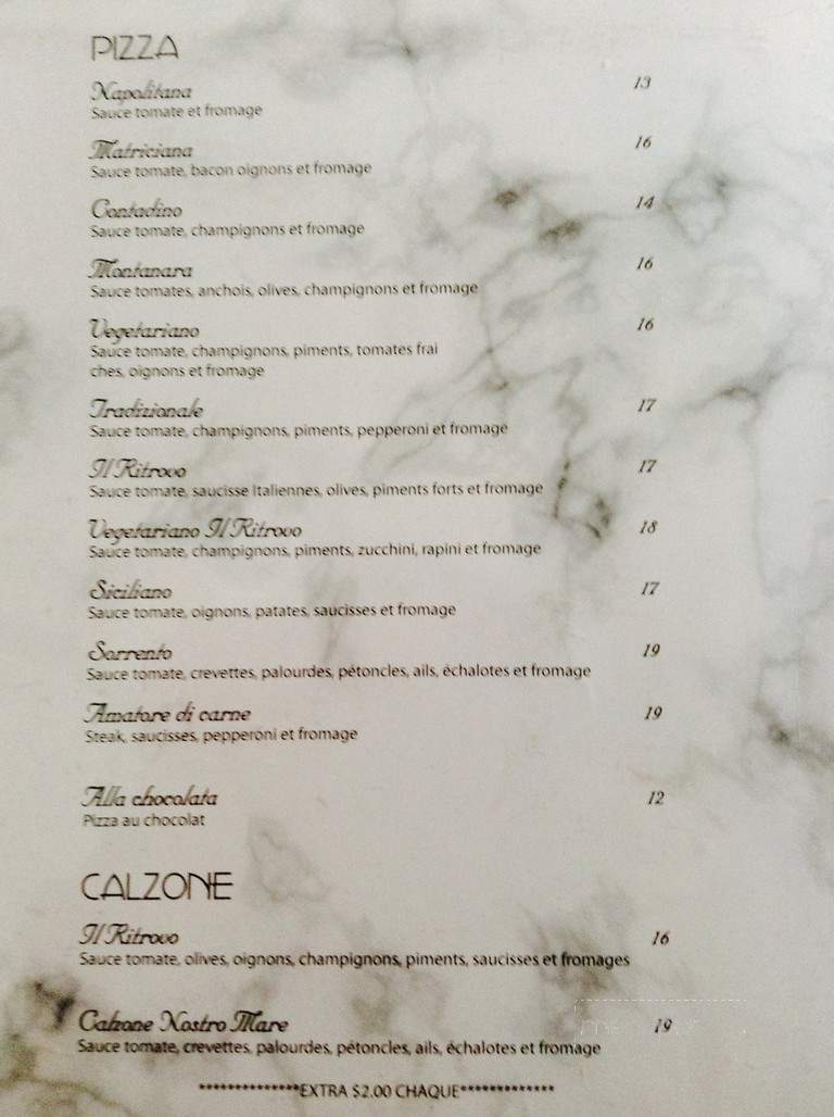 Trattoria Il Ritrovo - Montreal, QC menu_pic