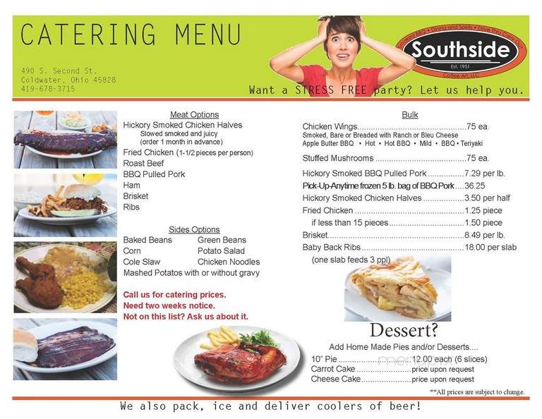 Southside Restaurant - Wardsville, ON menu_pic