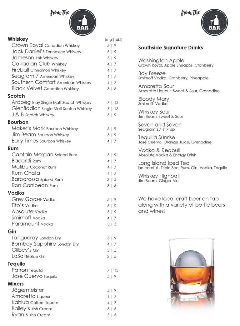 Southside Restaurant - Wardsville, ON menu_pic
