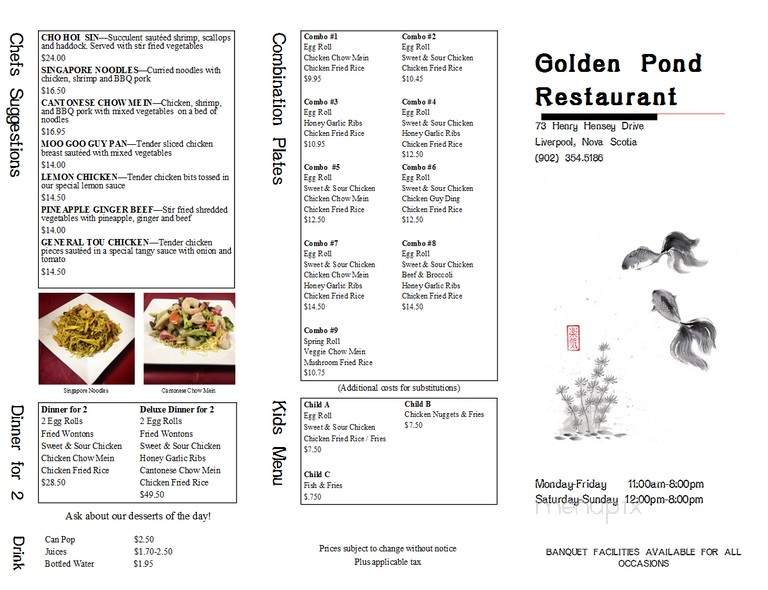 Golden Pond Restaurant - Liverpool, NS menu_pic