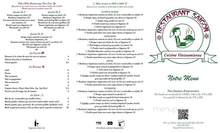 Restaurant Saigon - Drummondville, QC menu_pic