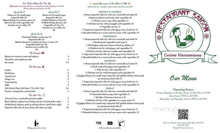 Restaurant Saigon - Drummondville, QC menu_pic