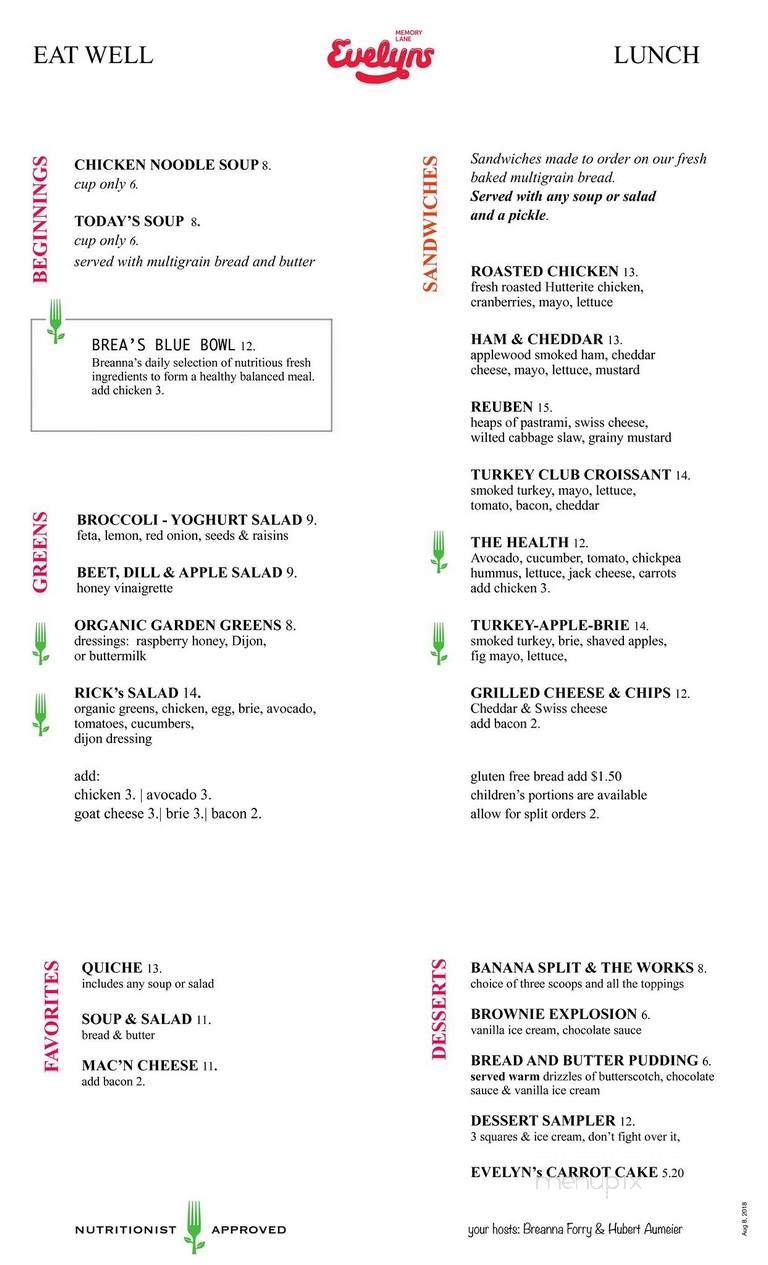 Evelyn's Memory Lane Cafe - High River, AB menu_pic