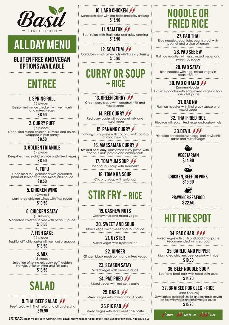 Basil Thai Kitchen - Toronto, ON menu_pic