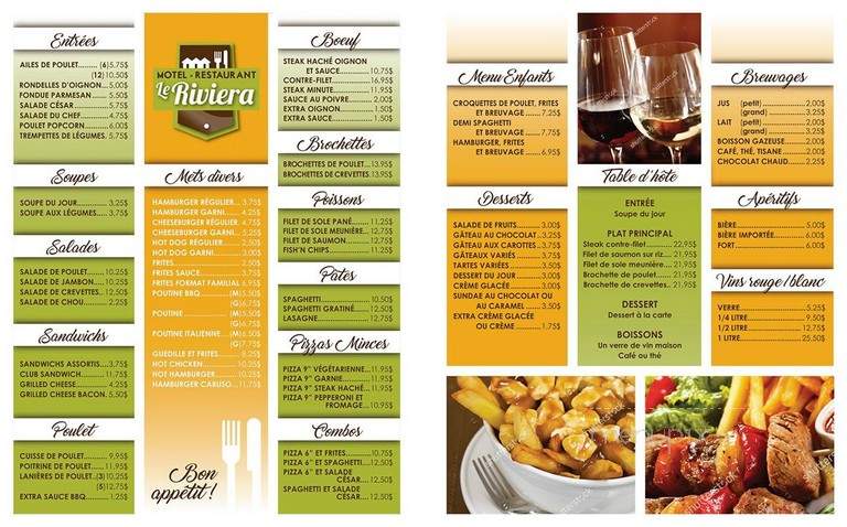 Restaurant Le Riviera - La Malbaie, QC menu_pic