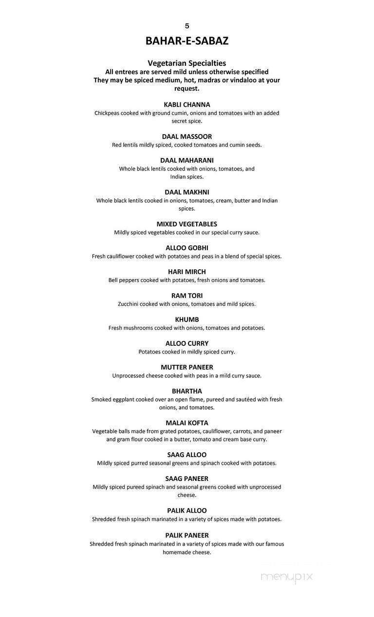 Taj Mahal Restaurant - Calgary, AB menu_pic