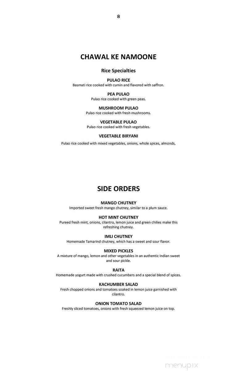 Taj Mahal Restaurant - Calgary, AB menu_pic