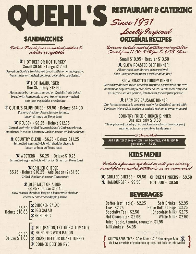 Quehl's of Tavistock - Tavistock, ON menu_pic