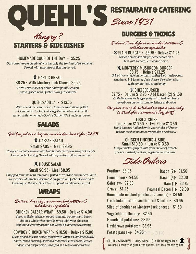 Quehl's of Tavistock - Tavistock, ON menu_pic