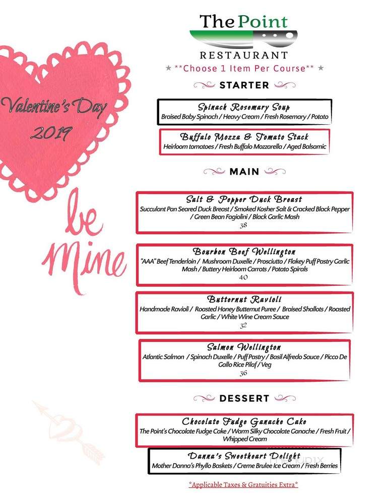 The Point - Sydenham, ON menu_pic