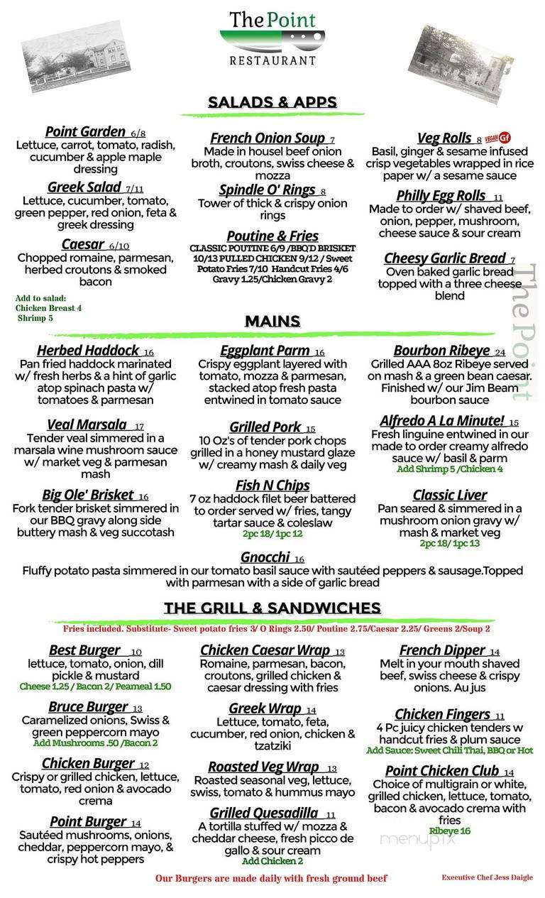 The Point - Sydenham, ON menu_pic