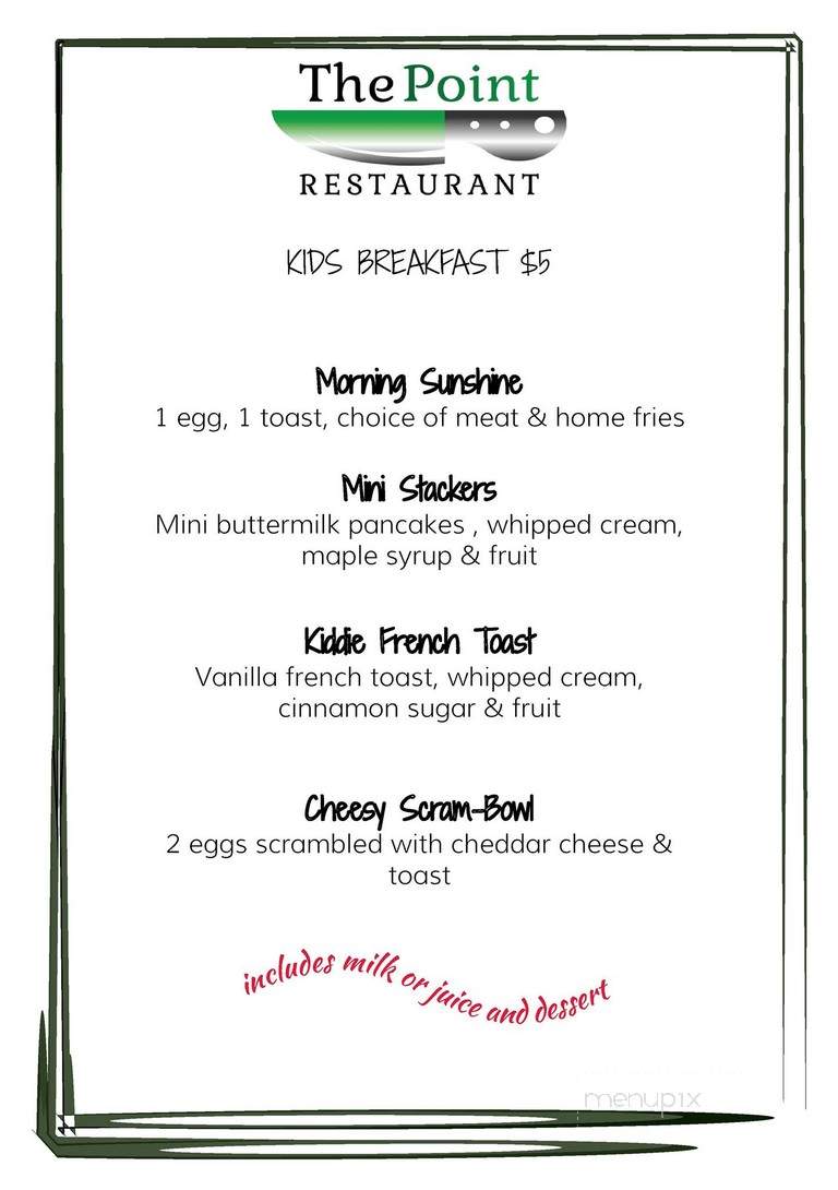 The Point - Sydenham, ON menu_pic