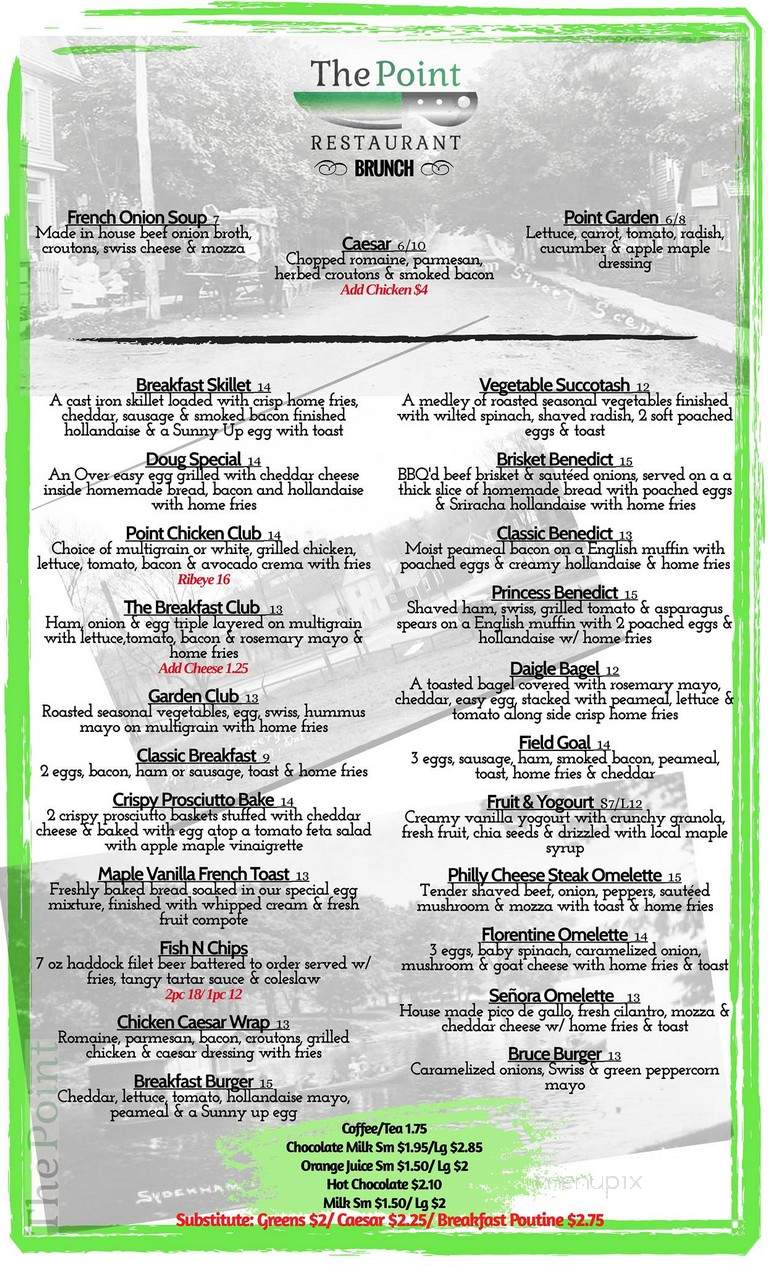 The Point - Sydenham, ON menu_pic