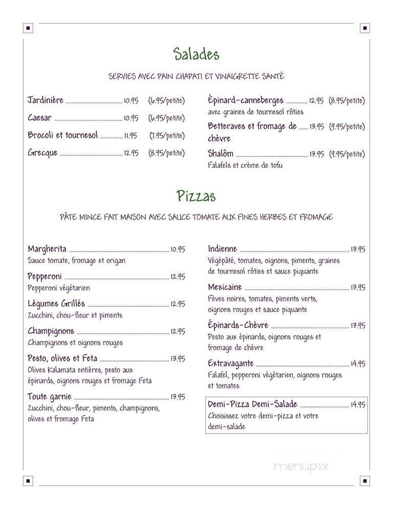 Calactus Cafe Restaurant Vegetarien - Moncton, NB menu_pic