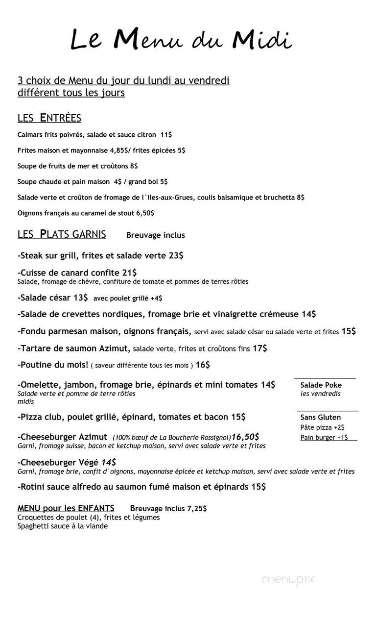 Cafe Azimut - La Pocatiere, QC menu_pic