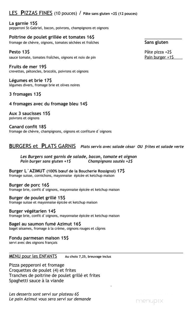 Cafe Azimut - La Pocatiere, QC menu_pic