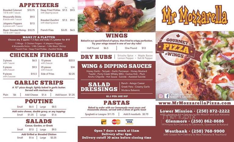 Mr. Mozzarella - Kelowna, BC menu_pic
