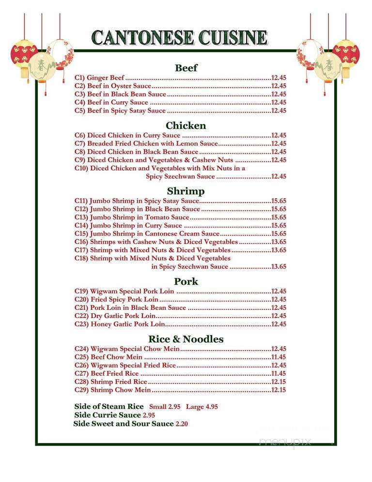 The Wigwam Restaurant - Ladysmith, BC menu_pic