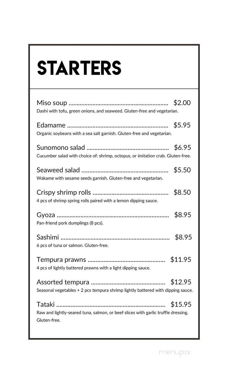 Fuzion Sushi & Deli Bar - Saskatoon, SK menu_pic