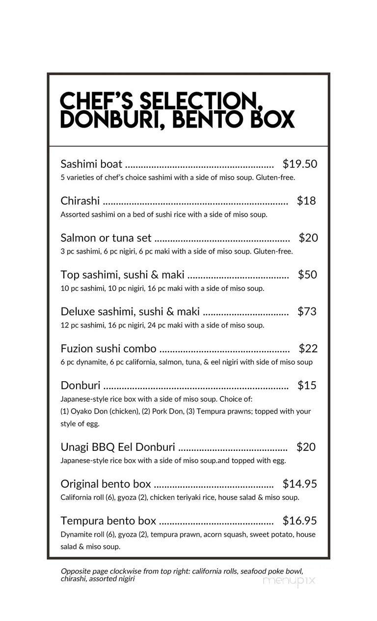 Fuzion Sushi & Deli Bar - Saskatoon, SK menu_pic