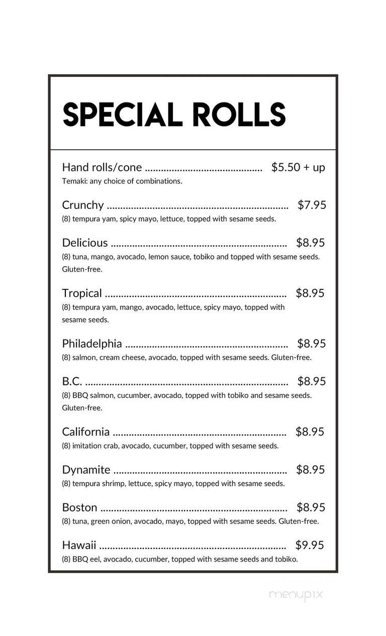 Fuzion Sushi & Deli Bar - Saskatoon, SK menu_pic
