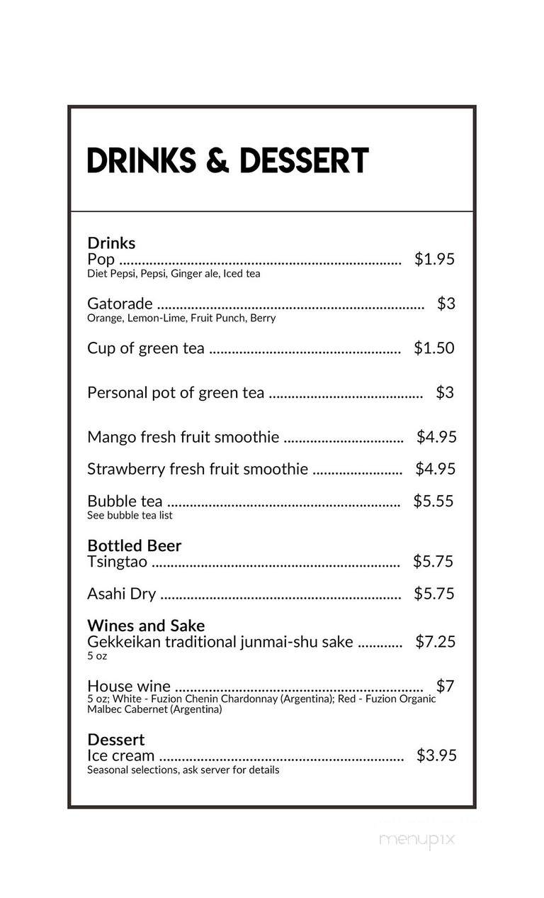 Fuzion Sushi & Deli Bar - Saskatoon, SK menu_pic