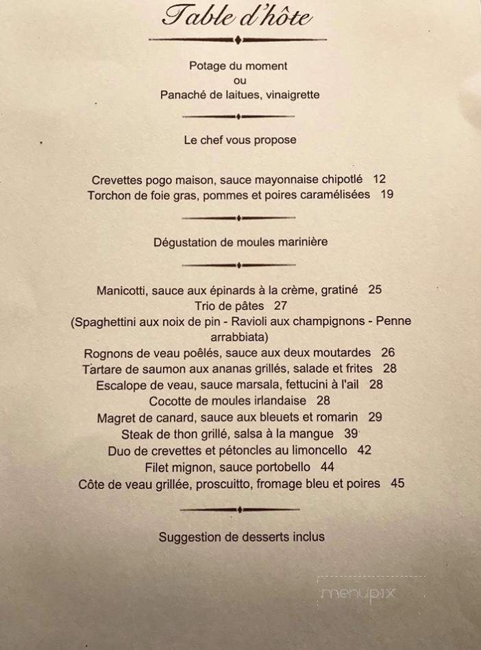 Restaurant Chez Milot - Sainte-Adele, QC menu_pic