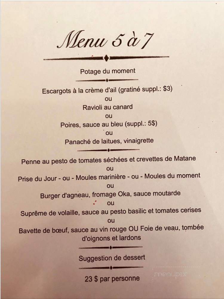 Restaurant Chez Milot - Sainte-Adele, QC menu_pic
