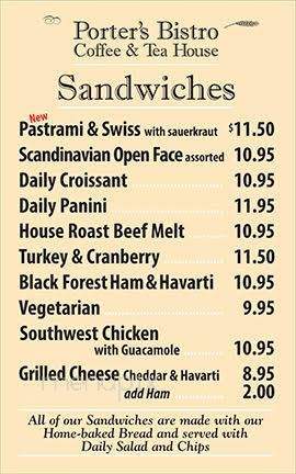 Porter's Bistro Coffee & Tea House - Langley Twp, BC menu_pic