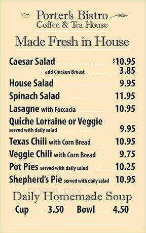 Porter's Bistro Coffee & Tea House - Langley Twp, BC menu_pic