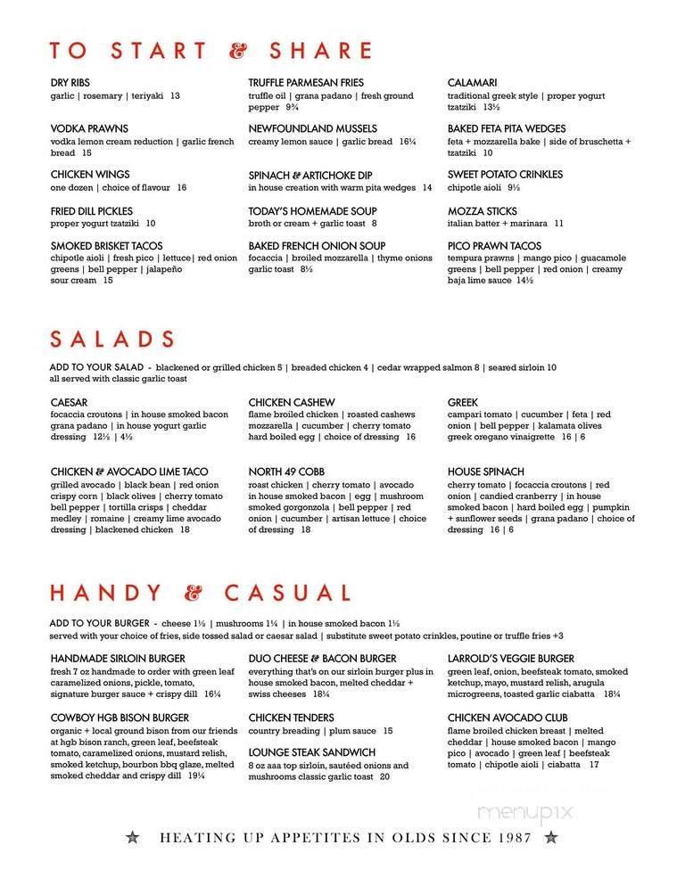 Our Flames Restaurant & Lounge - Olds, AB menu_pic