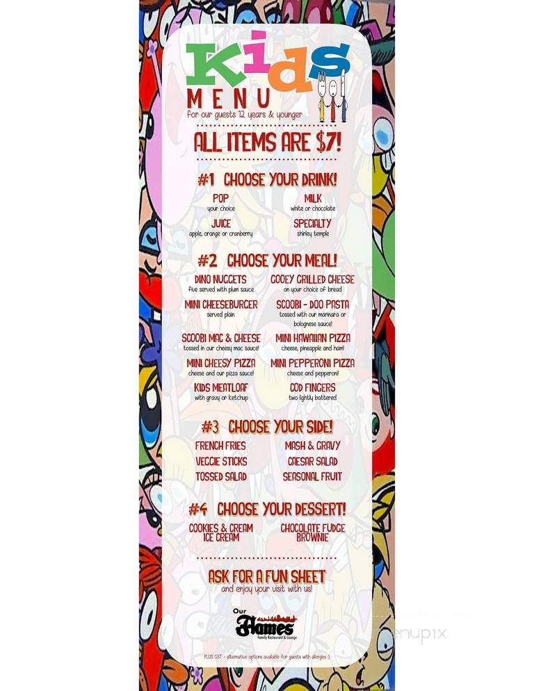 Our Flames Restaurant & Lounge - Olds, AB menu_pic
