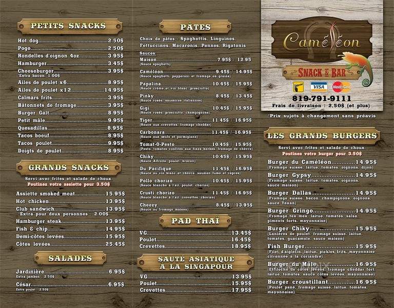Cameleon Cafe-bistro - Sherbrooke, QC menu_pic
