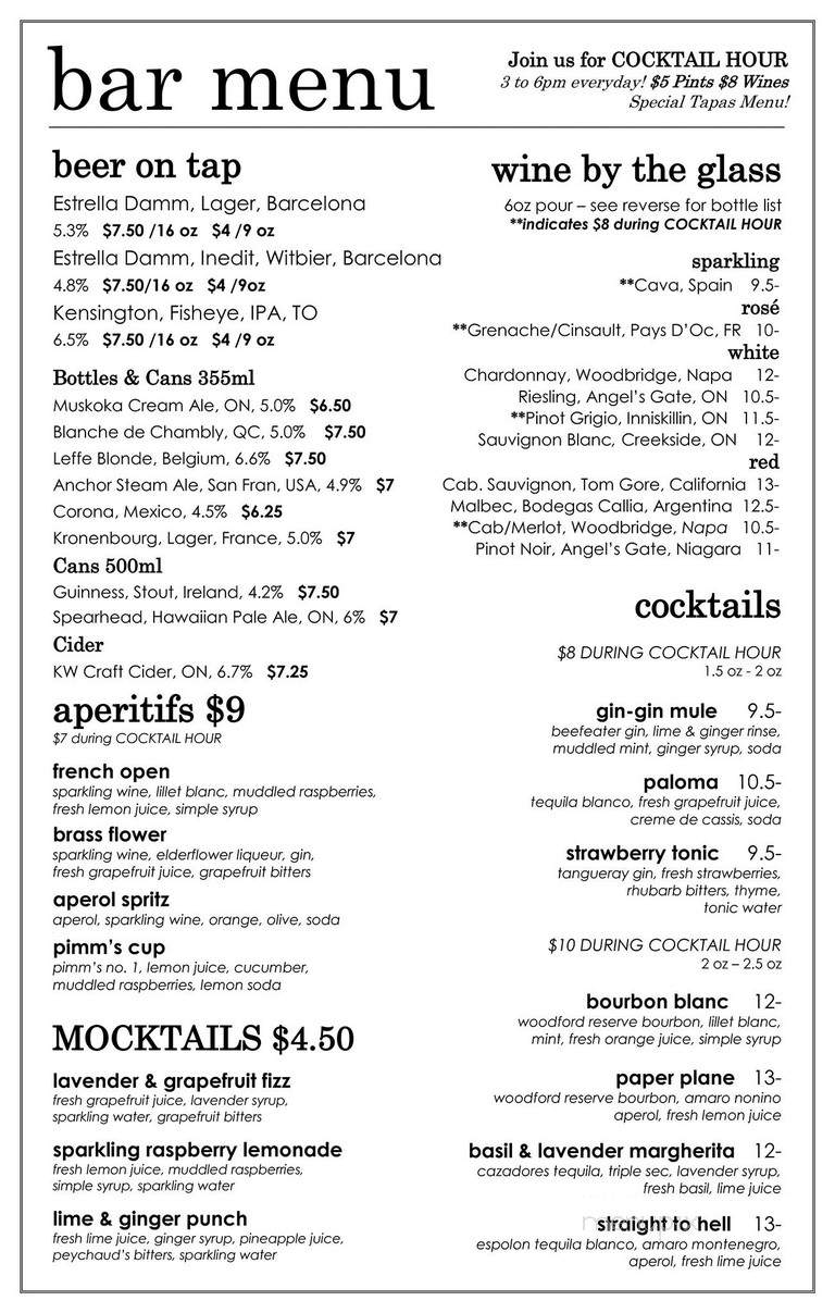 Bodega Restaurant - Toronto, ON menu_pic