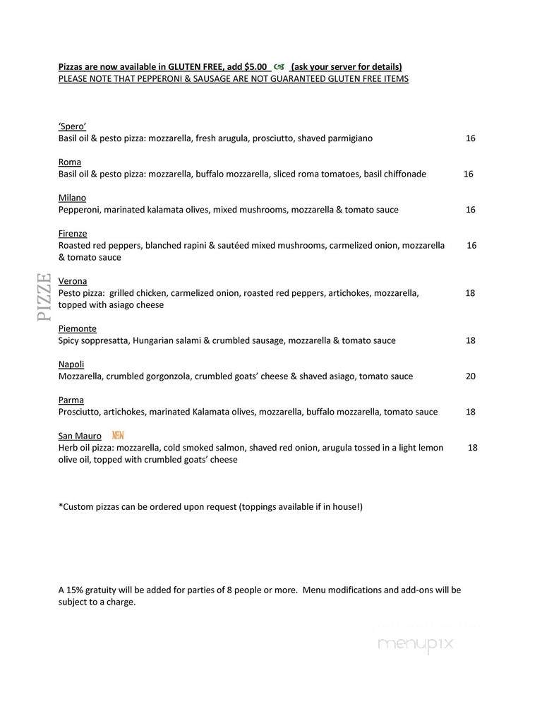 Spero Ristorante - Newmarket, ON menu_pic