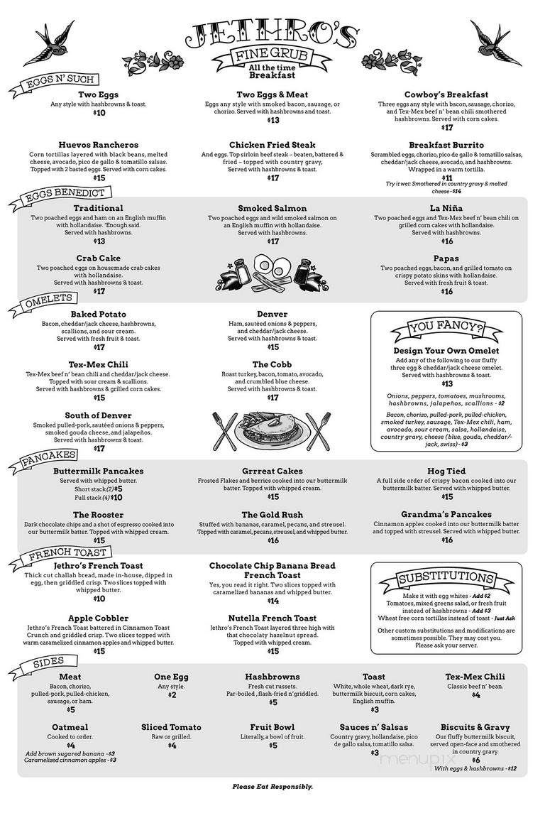 Jethro's Fine Grub - Vancouver, BC menu_pic