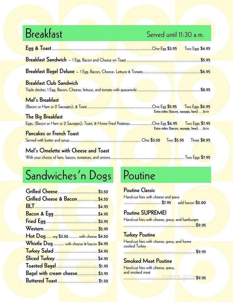 Mel's Tea Room - Sackville, NB menu_pic