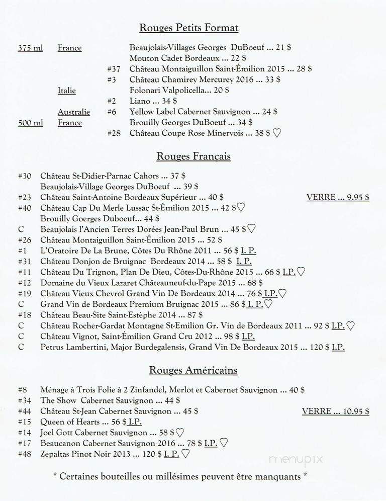 Steakerie Le Sainte Marie - Terrebonne, QC menu_pic