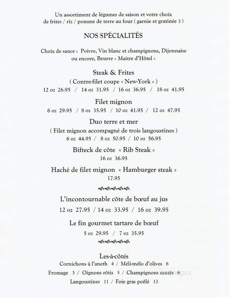 Steakerie Le Sainte Marie - Terrebonne, QC menu_pic