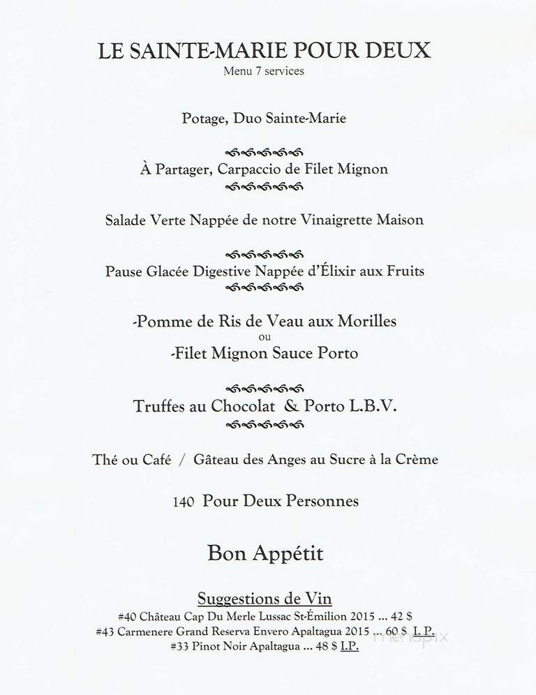 Steakerie Le Sainte Marie - Terrebonne, QC menu_pic