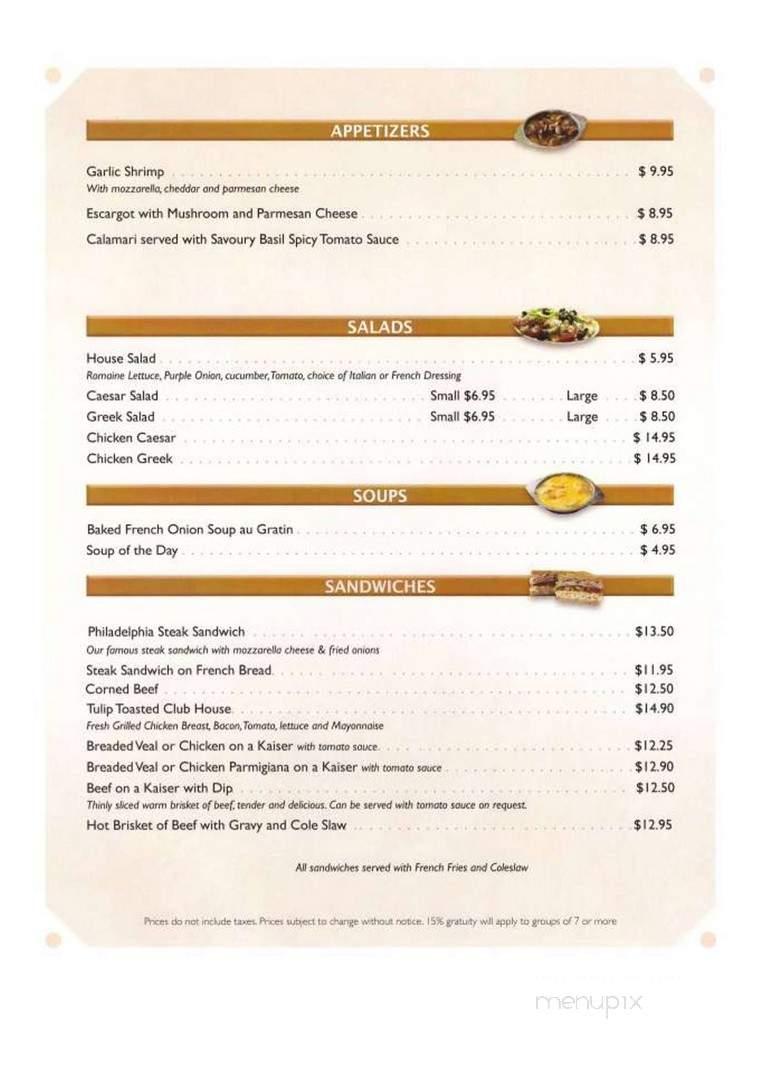 Tulip Restaurant - Toronto, ON menu_pic