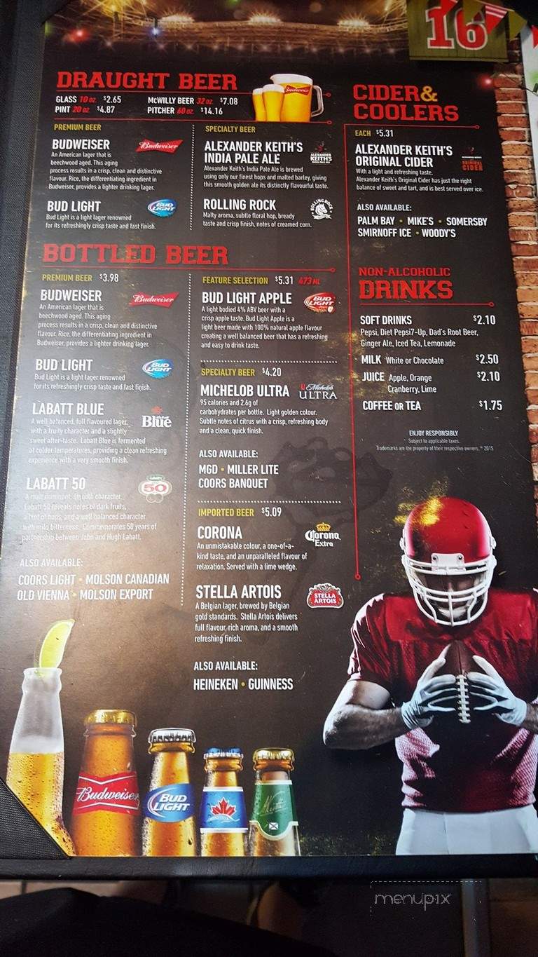 Touchdown Willy's Tap & Grill - West Lincoln, ON menu_pic