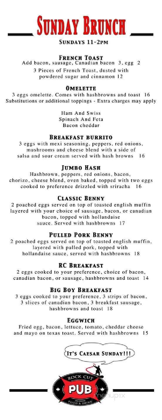 Rock Cut Neighborhood Pub & Restaurant - Rossland, BC menu_pic