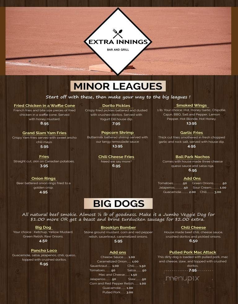 Extra Innings Sports Grill - Surrey, BC menu_pic