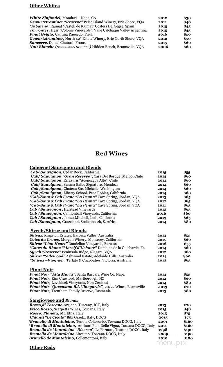Spencer's Tall Trees Restaurant - Huntsville, ON menu_pic