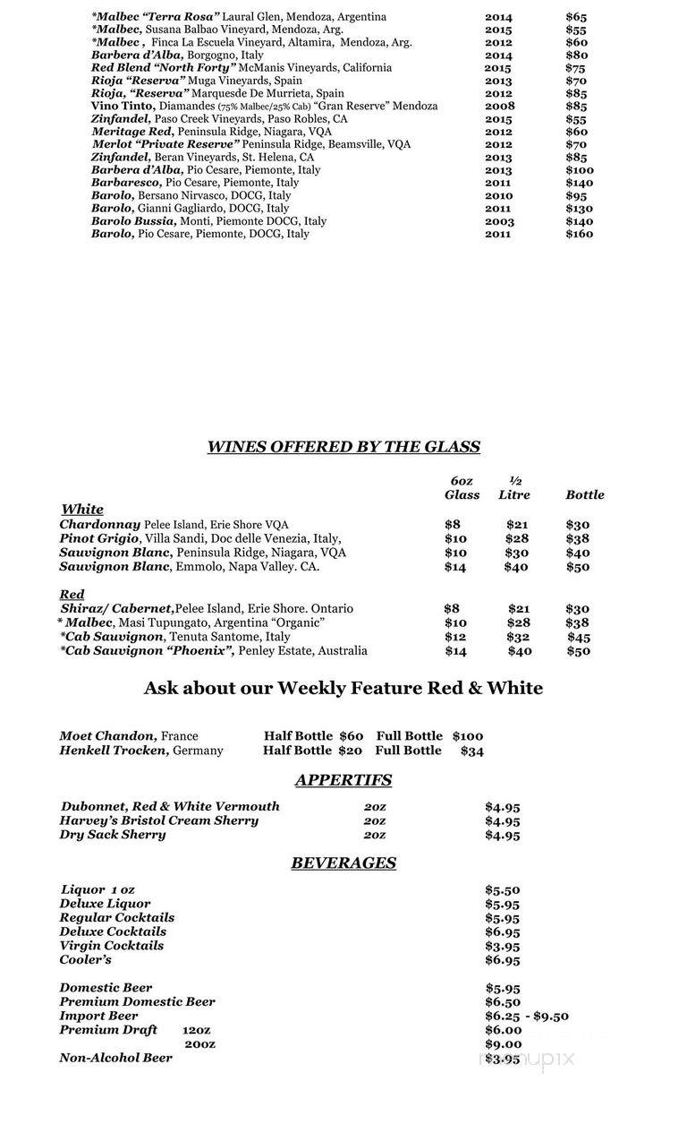 Spencer's Tall Trees Restaurant - Huntsville, ON menu_pic