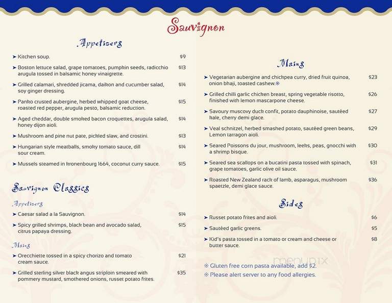 Sauvignon Bistro & Bakery Inc - Toronto, ON menu_pic