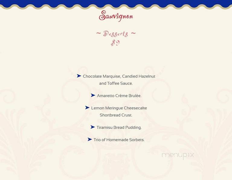 Sauvignon Bistro & Bakery Inc - Toronto, ON menu_pic