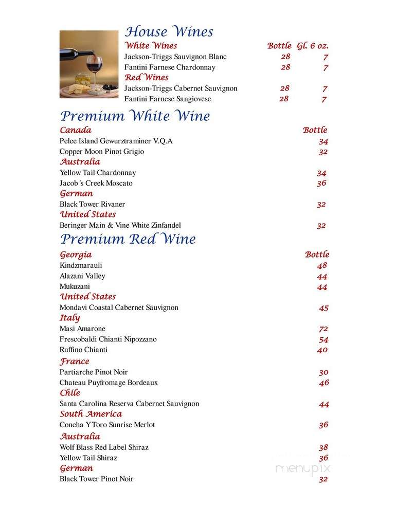 Golden Lion Restaurant & Bar - Toronto, ON menu_pic