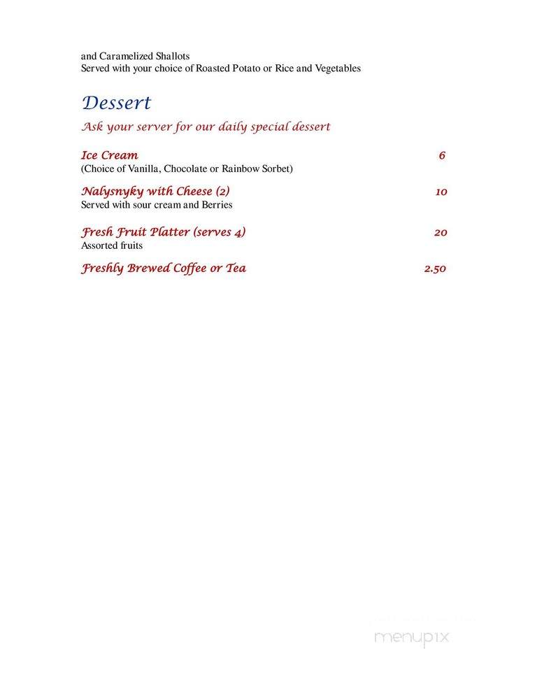 Golden Lion Restaurant & Bar - Toronto, ON menu_pic